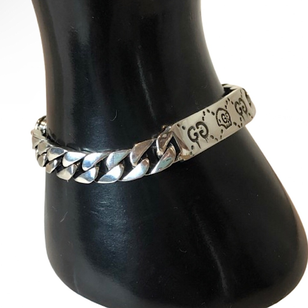 GUCCI Ghost GG Chain Link Sterling Silver 925 Bracelet Sz 20 NIB - Picture 1 of 17